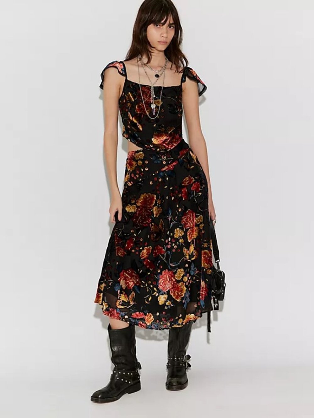 Free People Electra Heart Midi Skirt Set NWOT